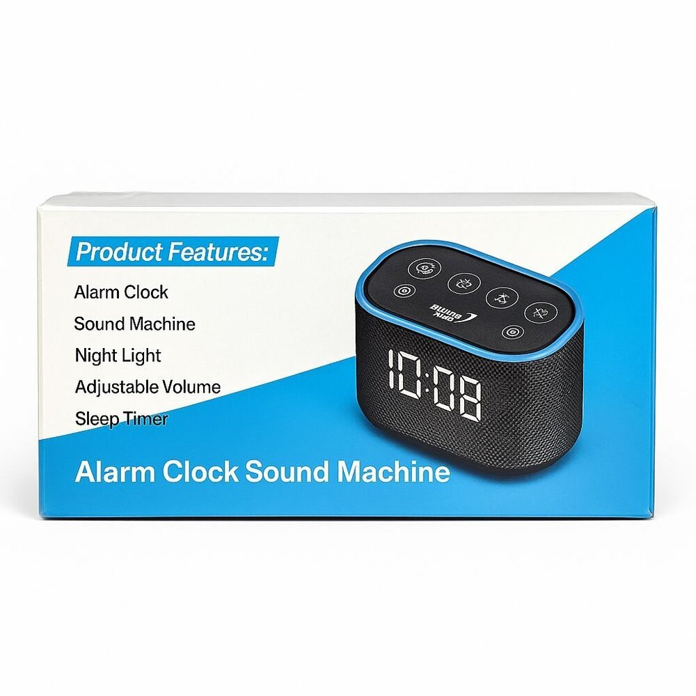 Alarm Clock Sound Machine with Night Light, Adjustable Volume, Sleep Timer – LED